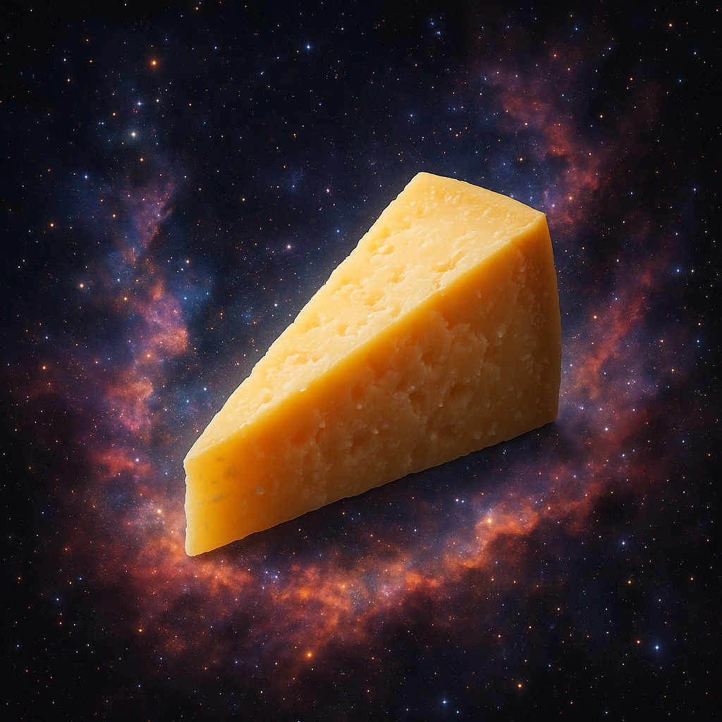 A delightful piece of cheese, ready for tasting.
