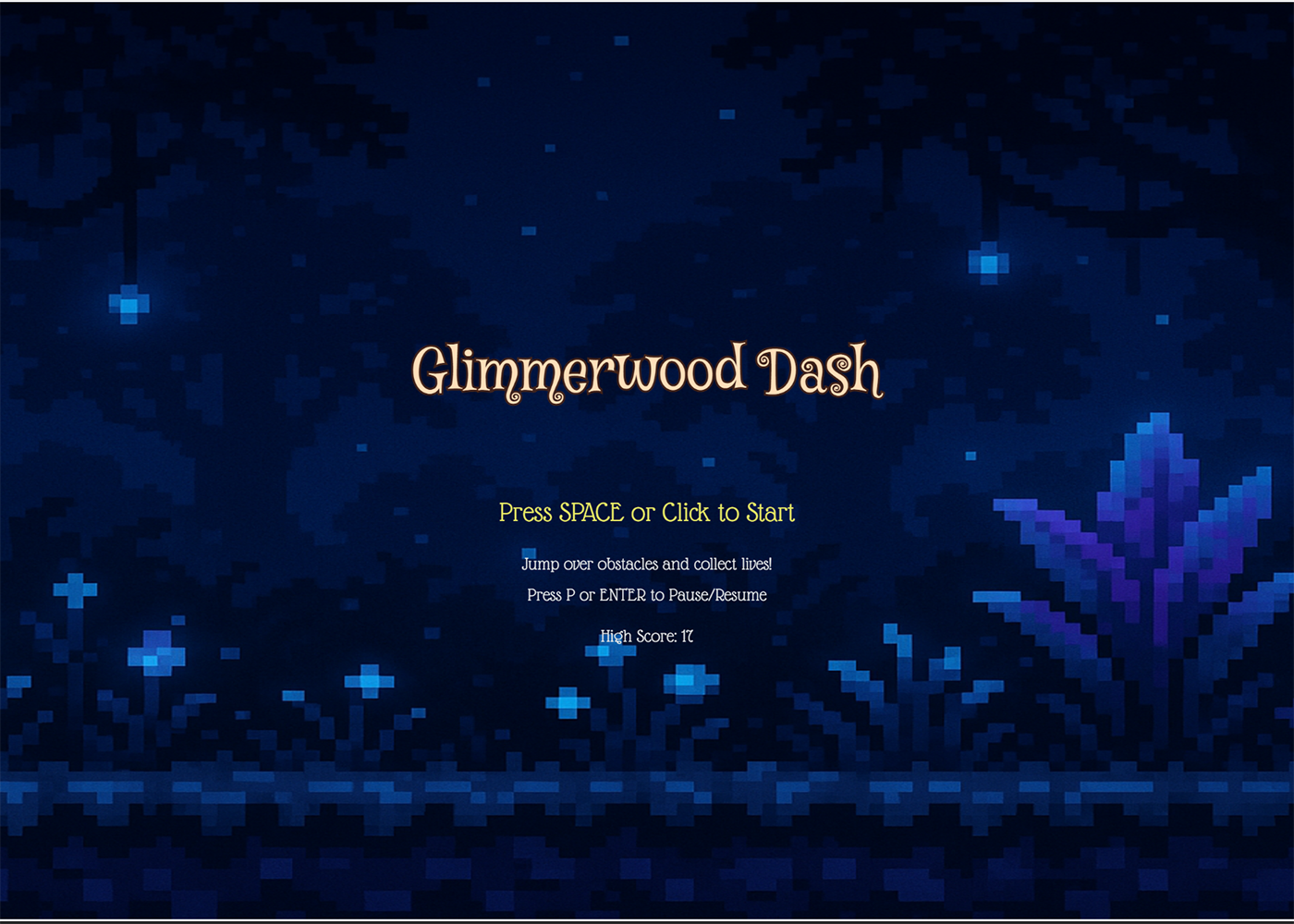 Screenshot of Glimmerwood Dash project