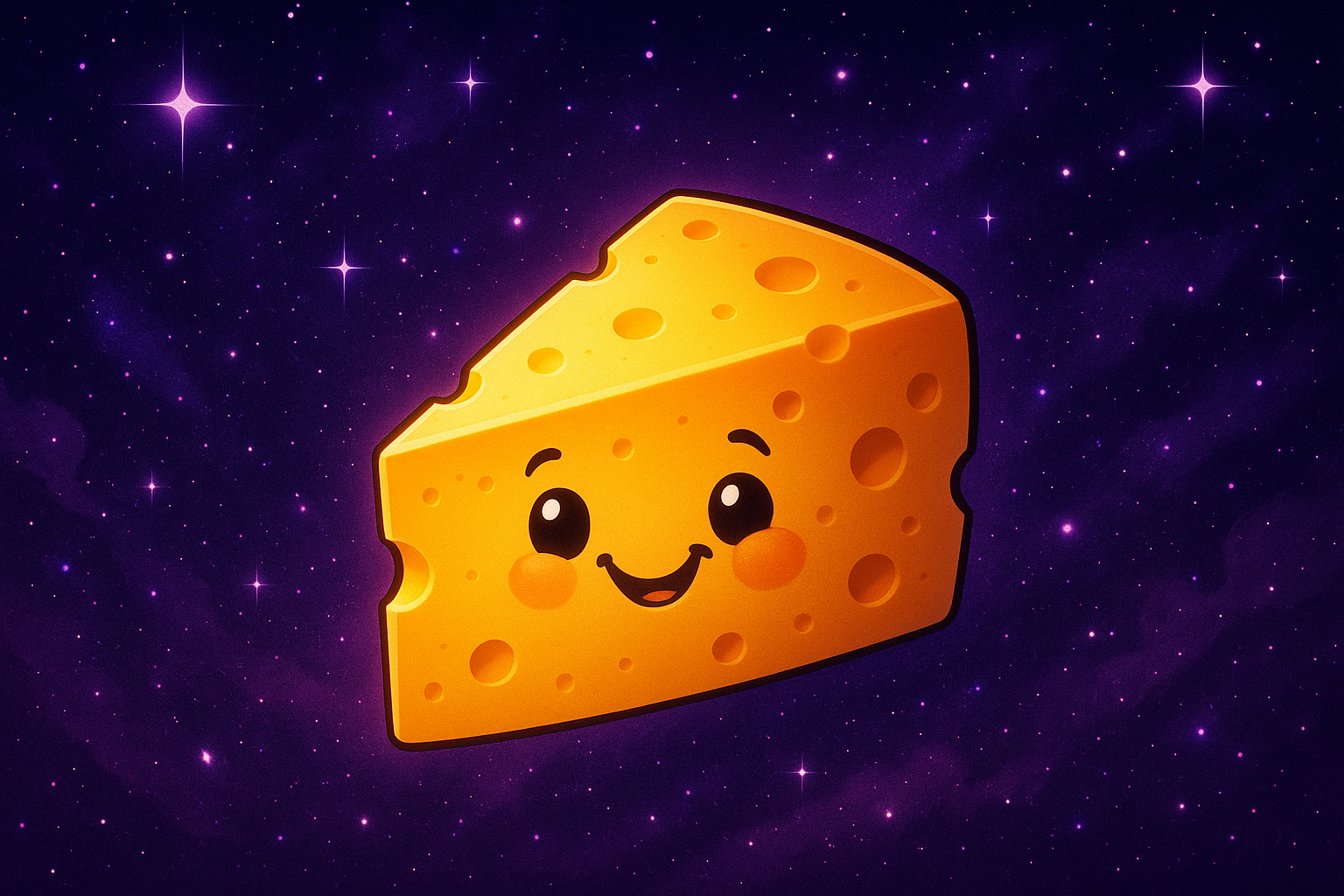 Cute illustration of a smiling, happy block of cheese with little arms and legs